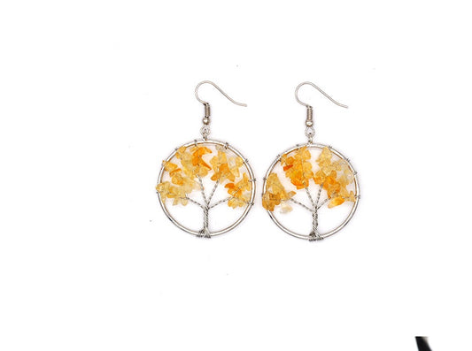 Natural Crystal Crushed Stone Tree Wishing Tree Earrings Crystal Tree Earrings Jewelry by edenista