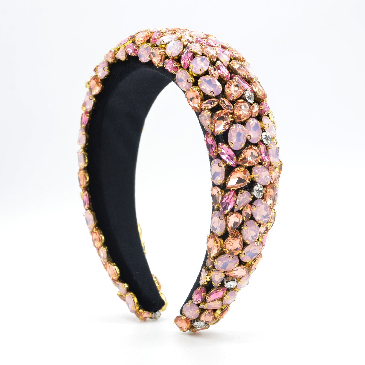 Rhinestone Gem Sponge Wide-brimmed Handmade Headband by edenista