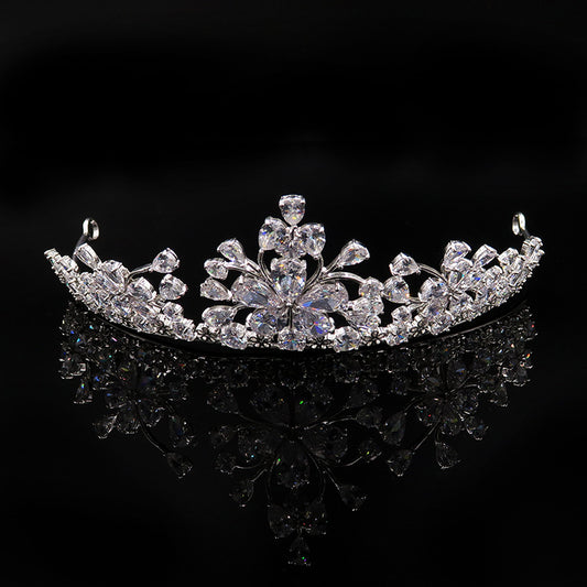 Bridal tiara crown with clear crystals set in silver-tone metal