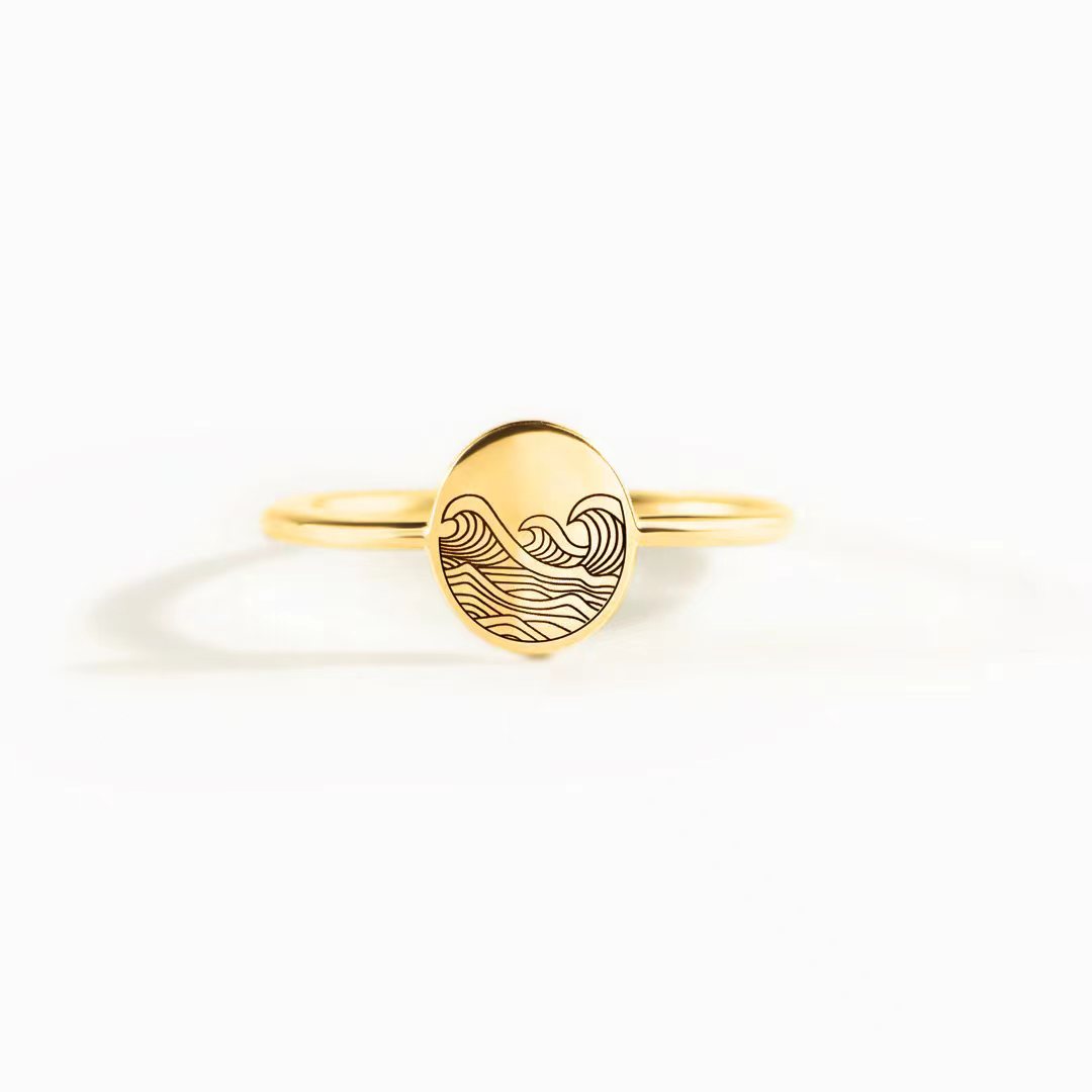 S925 Pure Silver Sea Wave Storm Ring Female Simple by edenista