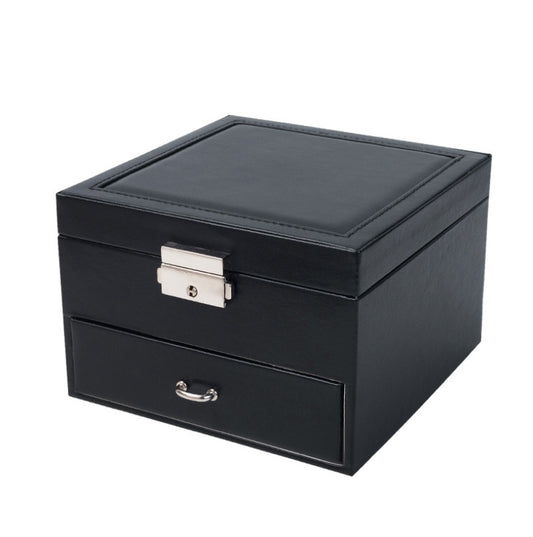 Jewelry box by edenista, black PU leather with lid and bottom drawer