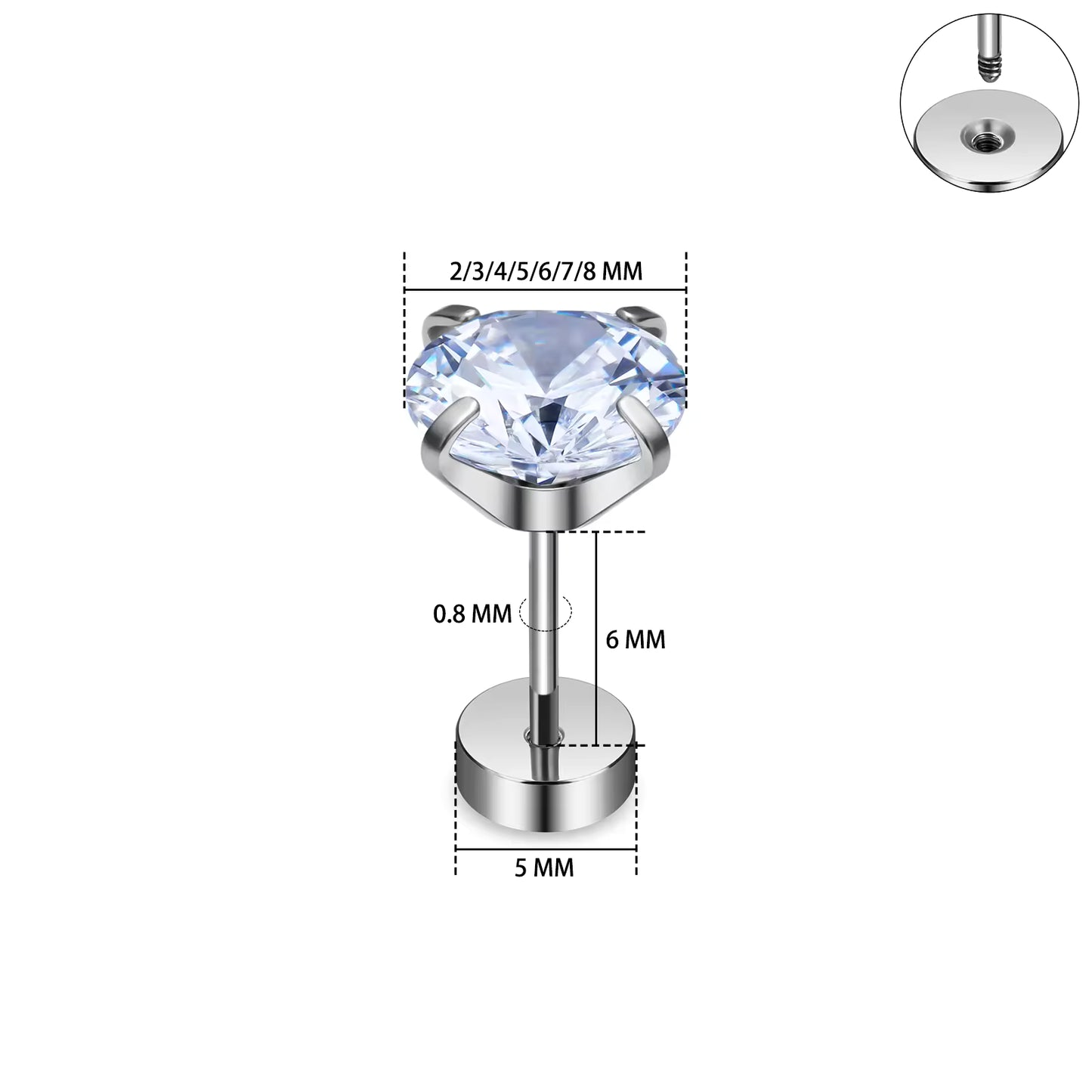 925 Sterling Silver Cubic Zirconia Stud Earrings