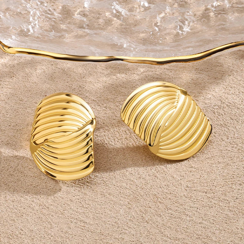 Modern Gold-Tone Diamond-Shaped Geometric Earrings Stainless Steel by edenista