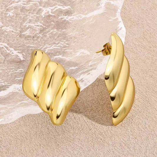 Premium Gold Plated Stainless Steel Spiral Stud Earrings Vintage by edenista
