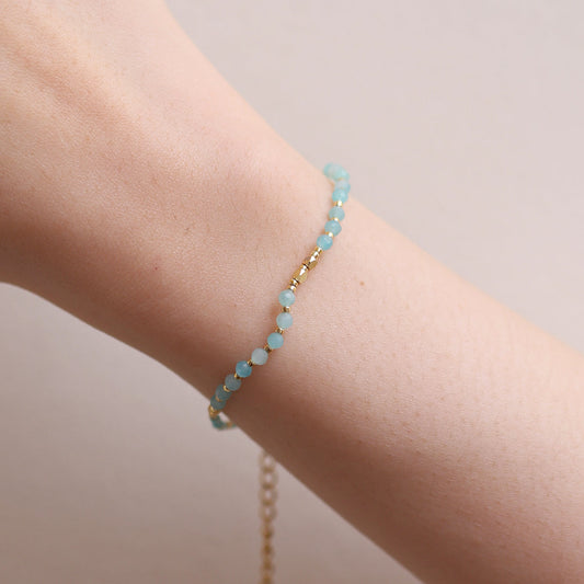 Milky aquamarine beaded bracelet
