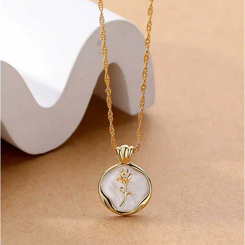925 Silver Tulip Flower Pendant Necklace