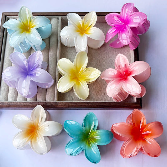 2-Piece Bohemian Flower Hair Claw Clip Set – Egg Flower Barrette for Women & Girls