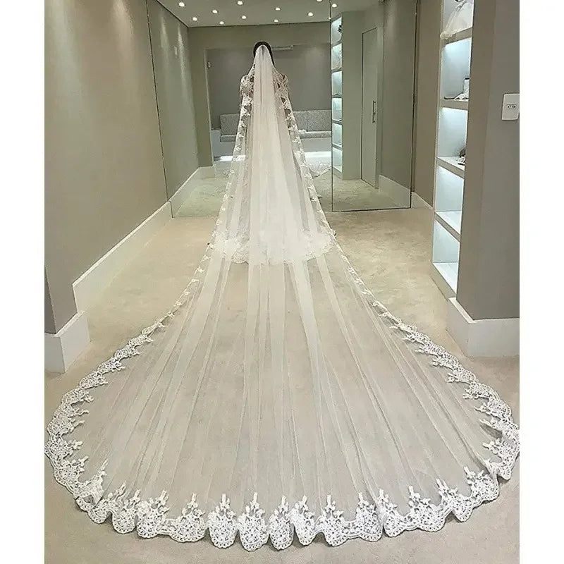 Long Tulle Lace Bridal Veil
