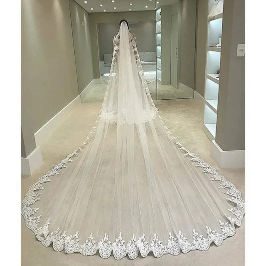 Long Tulle Lace Bridal Veil