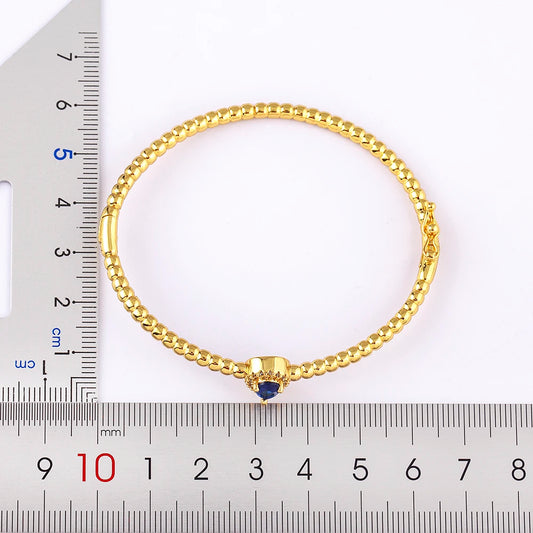 Romantic Heart Bangle Cuff For Women Gold Plated Crystal Zircon Bracelets by edenista