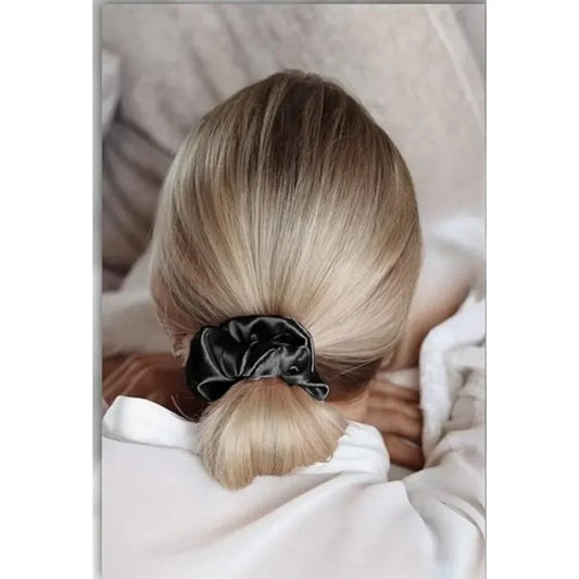 5-Pack Solid Color Silk Scrunchie Hair Ties – Elegant Ponytail Holder for Women & Girls