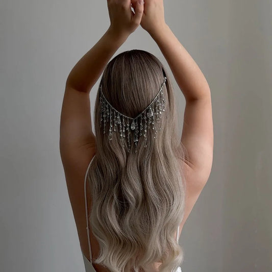 Rhinestone Tassel Headband Bridal