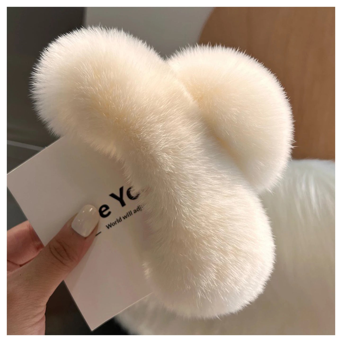 Faux Fur Plush Large Hair Claw Clip – Solid Color Barrette for Thick Hair