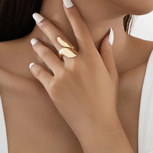 3Pcs Set Vintage Gold Color Water Drop Rings for Women by edenista