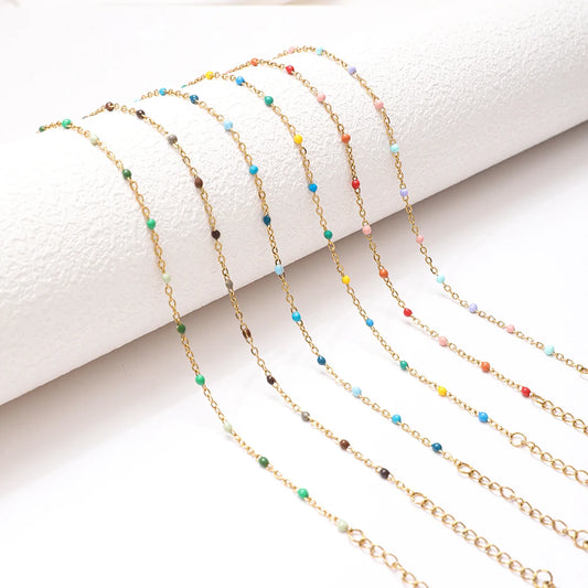 Colourful Thin Link Chain Stainless Steel Bracelet for Women