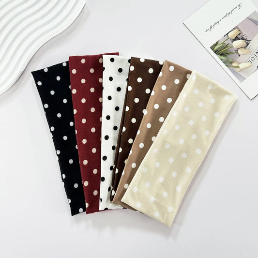 Polka Dot Elastic Sports Headband – Sweat-Absorbent Yoga & Fitness Hairband for Women