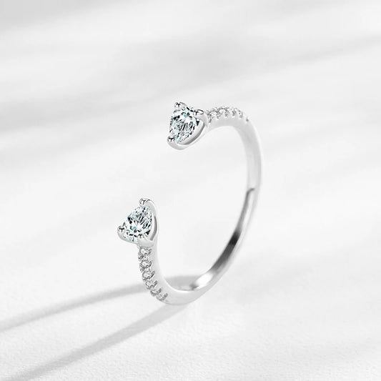 Solid 925 Sterling Silver Water Drop Shape Dazzling CZ Adjustable Finger Ring by edenista