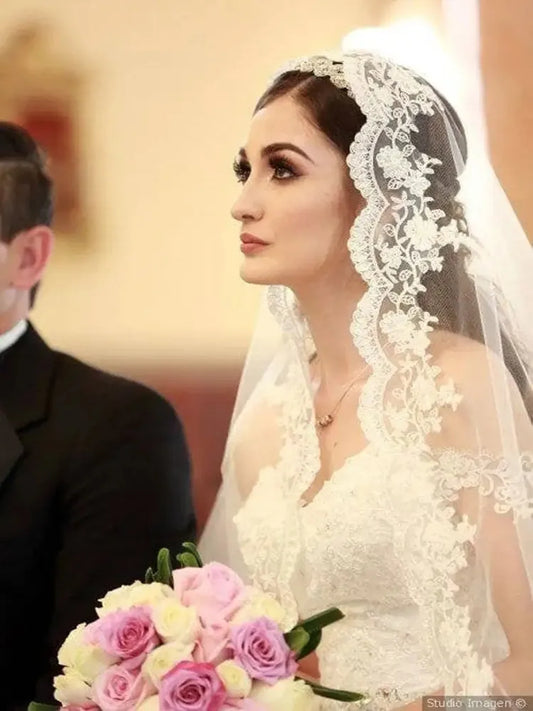 Full Lace Mantilla Wedding Veil 1 Tier