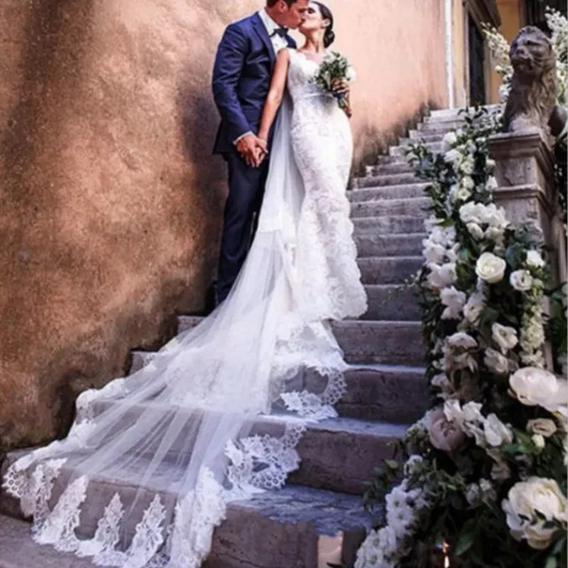 Two-Layer Cathedral Lace Bridal Veil 4M