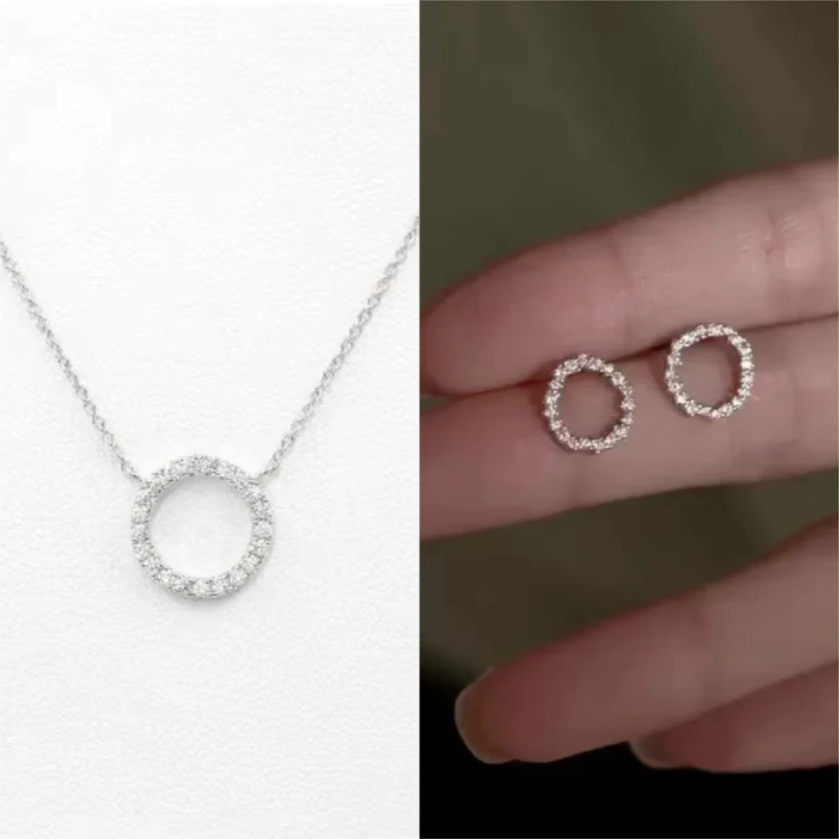 Fashion Trend Elegant Jewelry Simple Crystal Circle Pendant Necklace Golden Color Unique Women Necklace by edenista