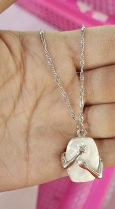 Unique Square Baroque Pearl Couple Pendant Necklace Valentines Day Lover Gift Party Jewelry by edenista