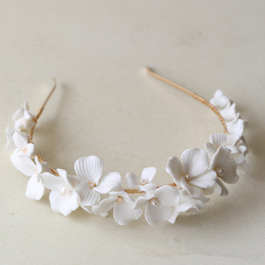 Bridal Simple Ceramic Flower Headband by edenista