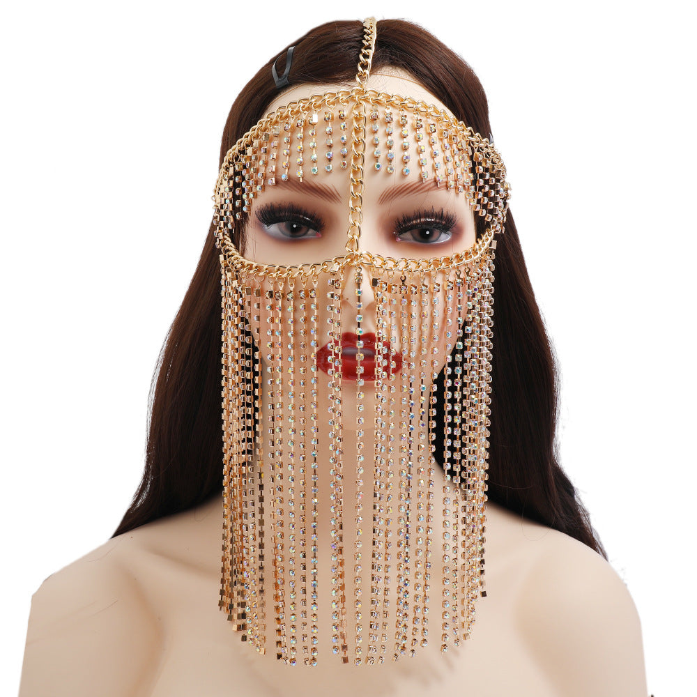 Punk Rhinestone Fringed Head Chains by edenista