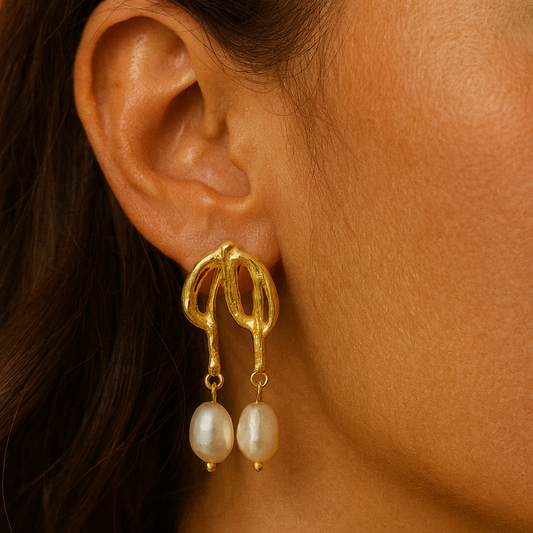 Ballet Bow & Pearl Earrings