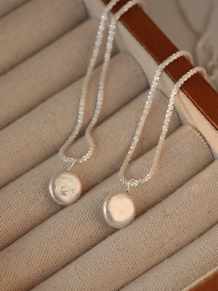 S925 Sterling Silver Baroque Pearl Necklace by edenista