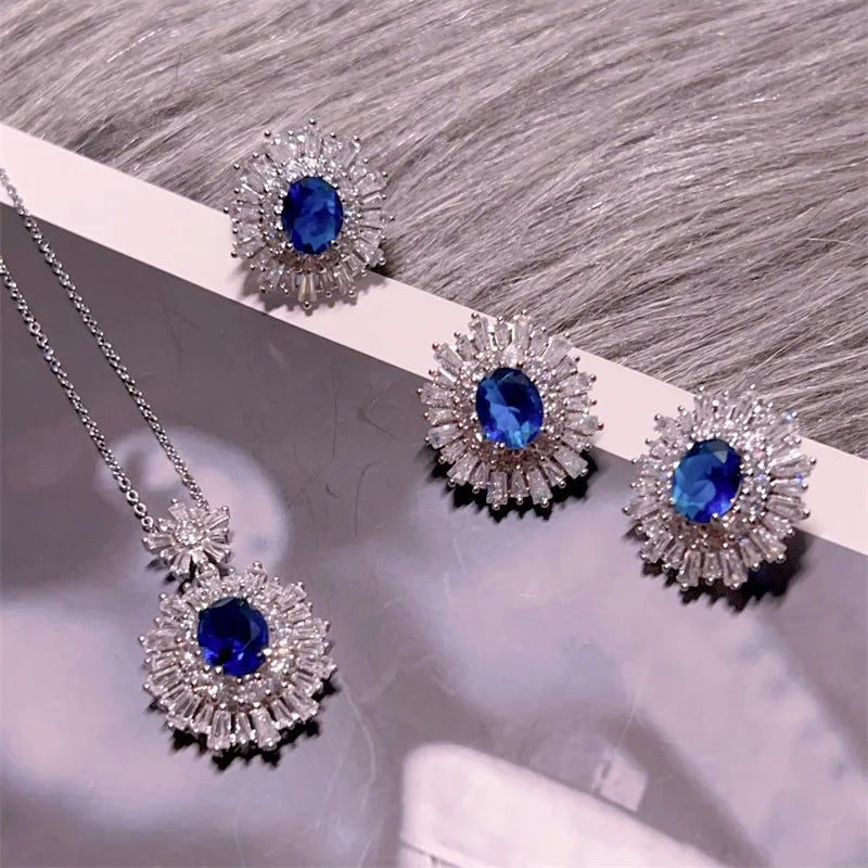 Blue zircon silver jewellery set for summer wedding guest UK 2026