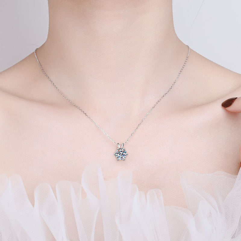S925 Silver One Carat Moissanite Necklace by edenista
