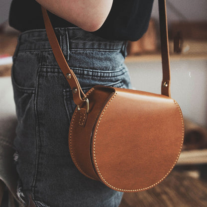 Vegetable Tanned Natural Cowhide Material DIY Retro Shoulder Bag by edenista