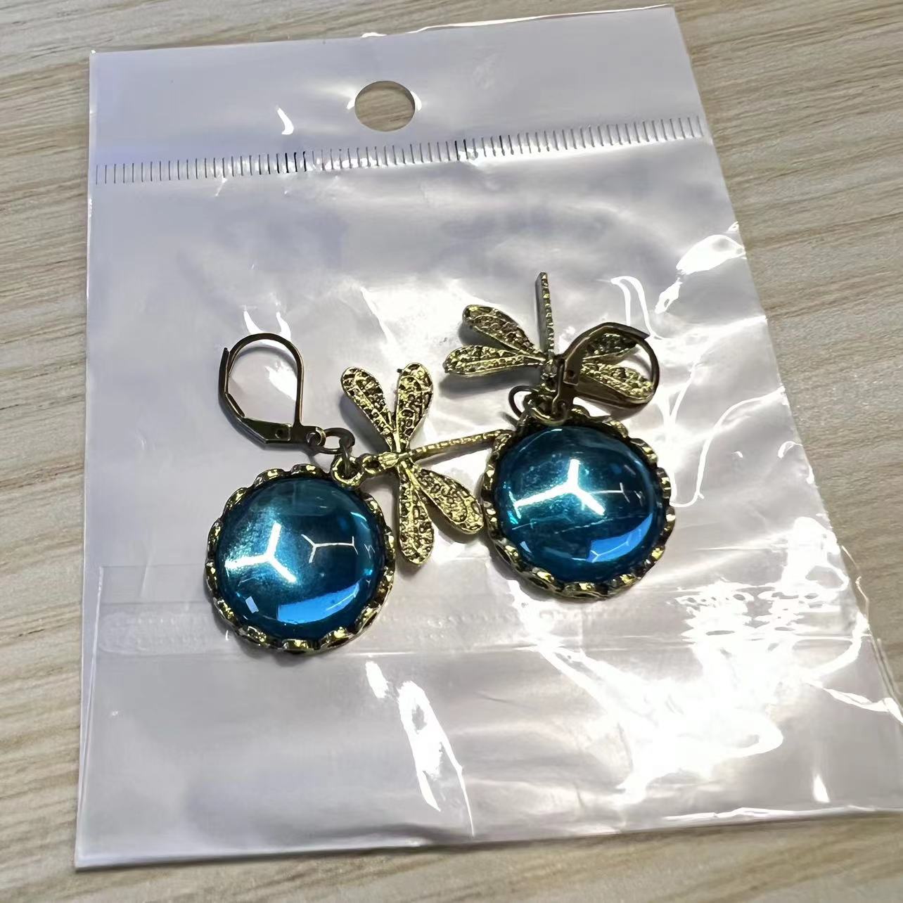 Fashion Jewelry Women's Earrings Hanging Vintage Dragonfly Pendant Earring Boho Chakra Blue Moonstone Drop Earrings For Women Wedding Charm Ethnic Jewellery by edenista