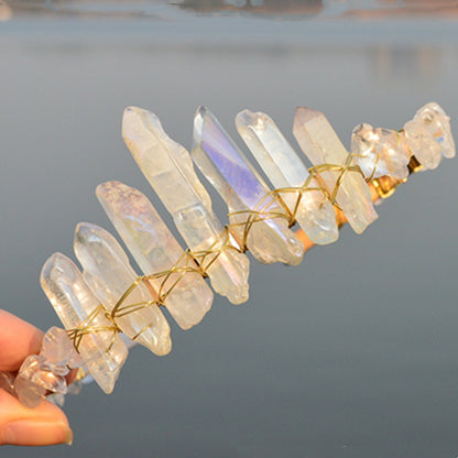 Natural Electroplated Crystal With Natural Crushed Stone Crown by edenista