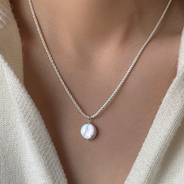 S925 Sterling Silver Baroque Pearl Necklace by edenista