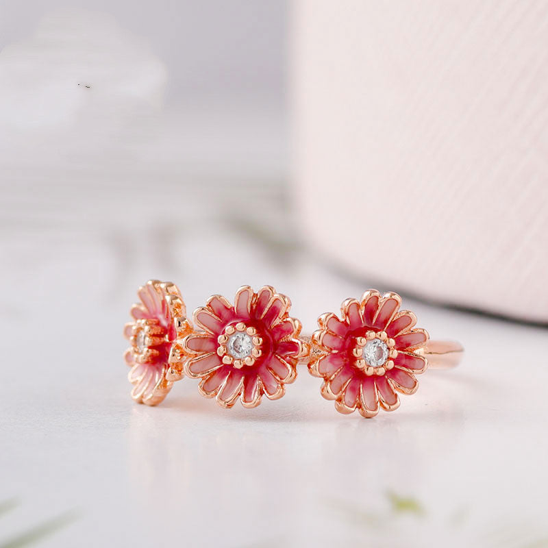Three pink daisy rings by edenista