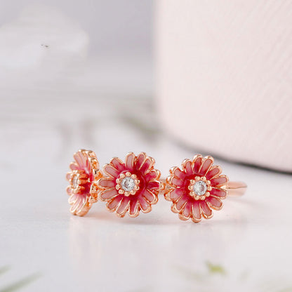 Three pink daisy rings by edenista