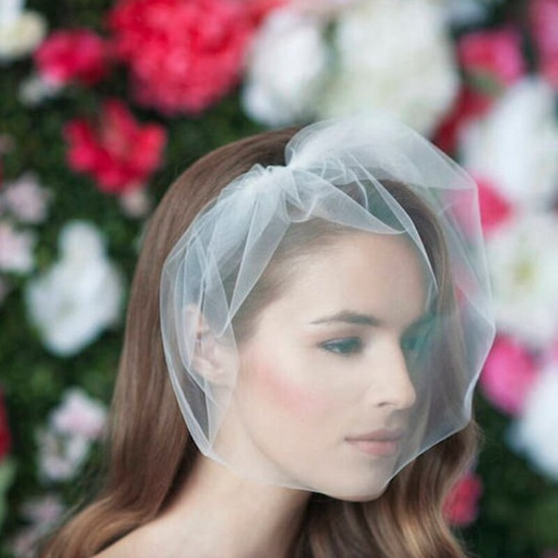 Bridal mesh veil hijab, short style in sheer white by CJ