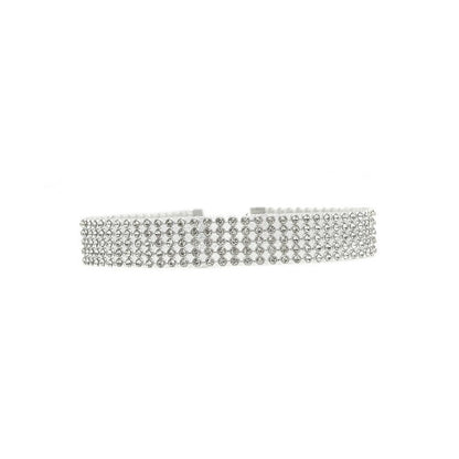 Choker necklace with full crystal rhinestones, silver-tone metal, CJ brand fashion jewelry