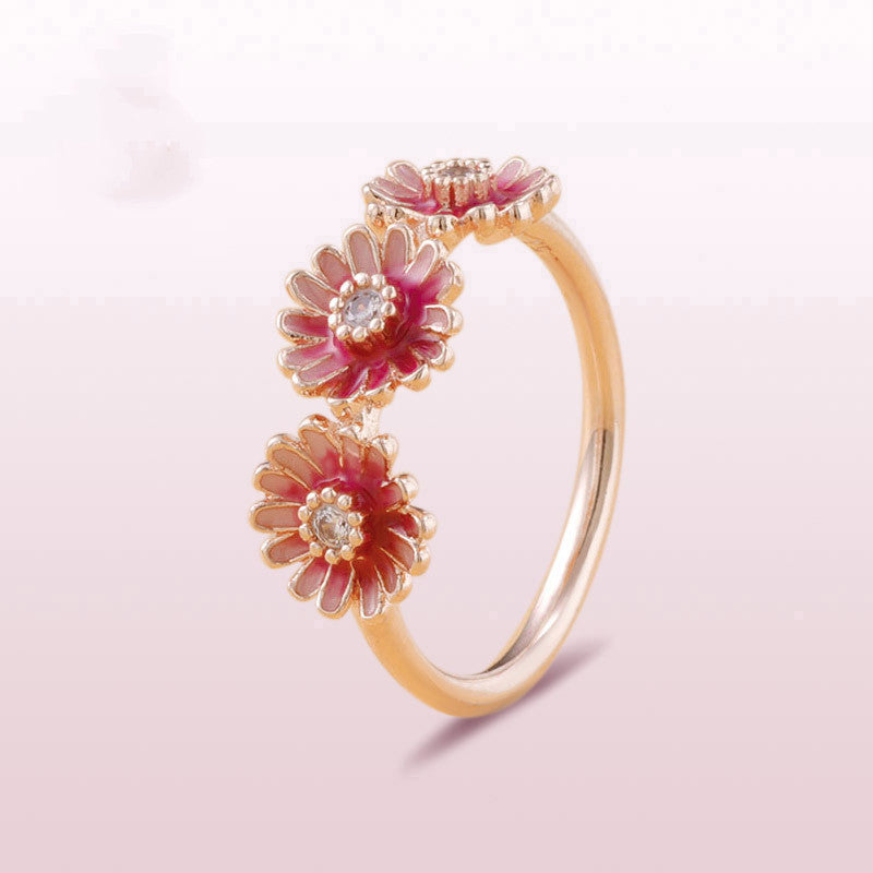 Three pink daisy rings by edenista