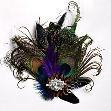 Peacock feather diamond hairpin bridal headdress by edenista