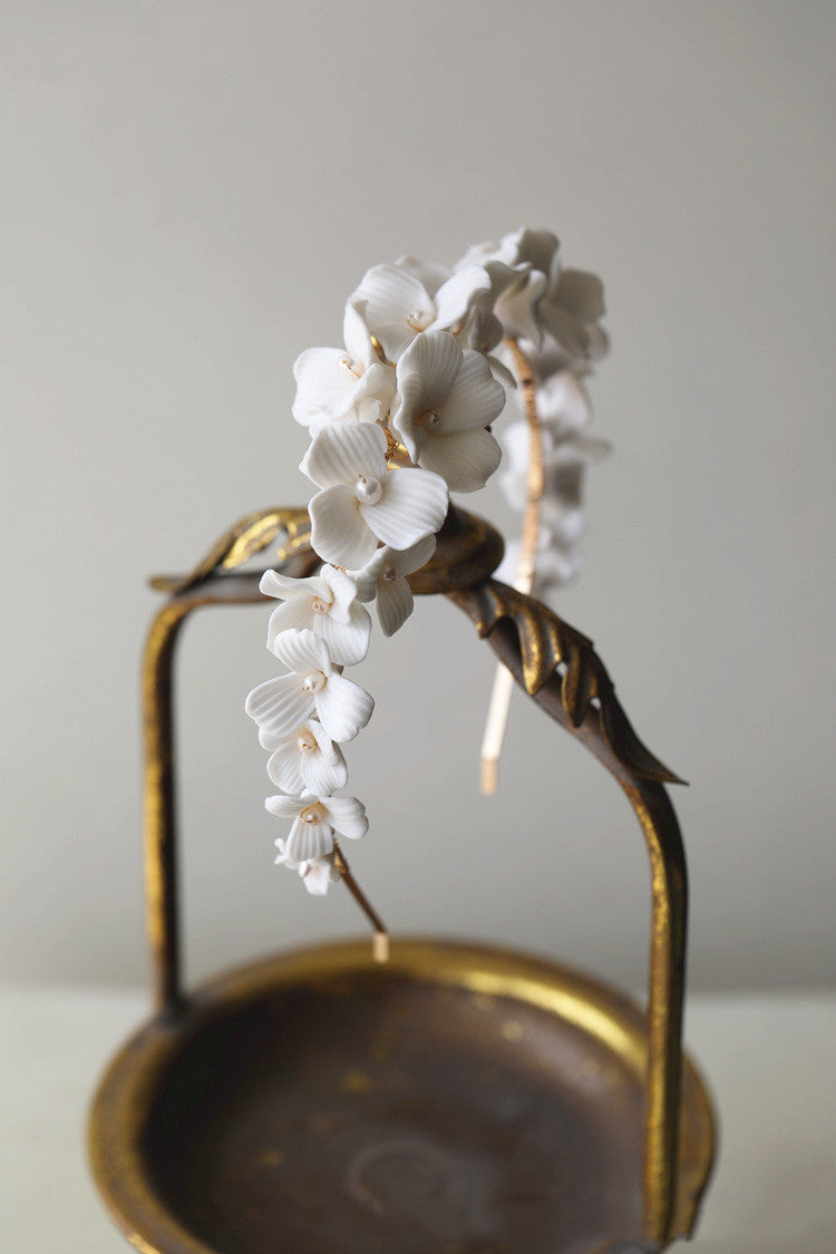 Bridal Simple Ceramic Flower Headband by edenista