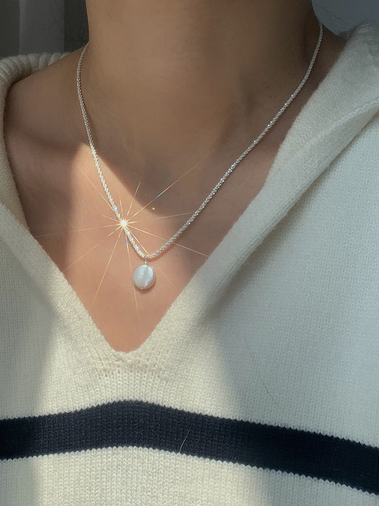 S925 Sterling Silver Baroque Pearl Necklace by edenista