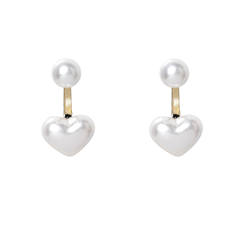 Simple Temperament Love Pearl Stud Earrings by edenista