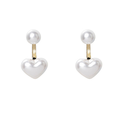 Simple Temperament Love Pearl Stud Earrings by edenista