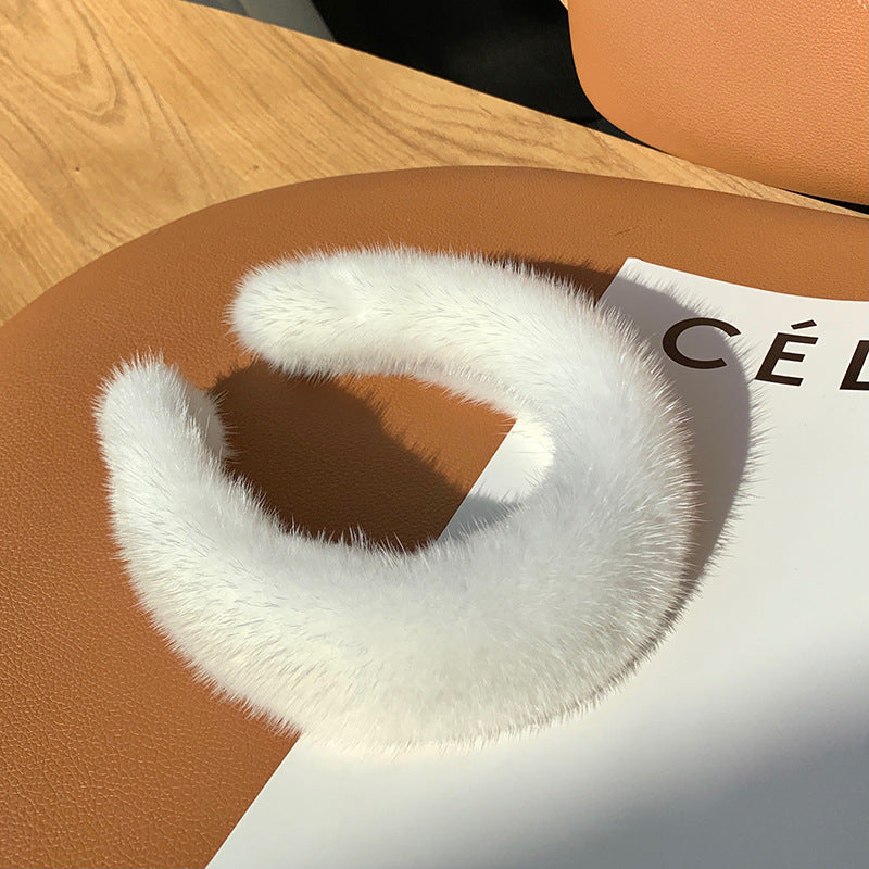 Hair Band Plush Mink Hair Band Candy Color by edenista