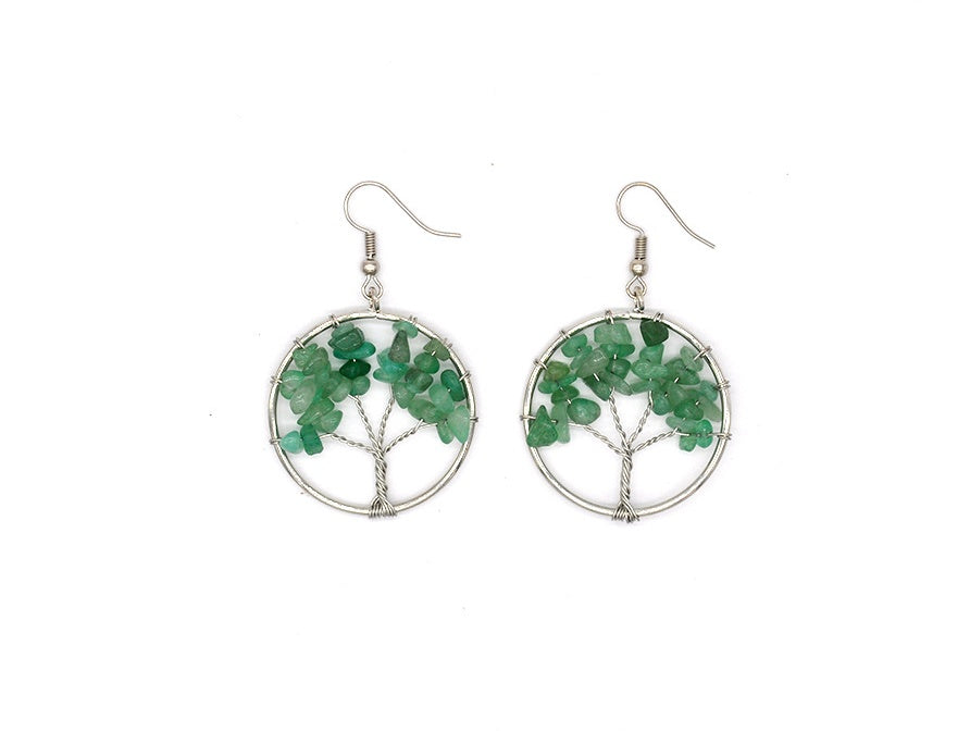 Natural Crystal Crushed Stone Tree Wishing Tree Earrings Crystal Tree Earrings Jewelry by edenista