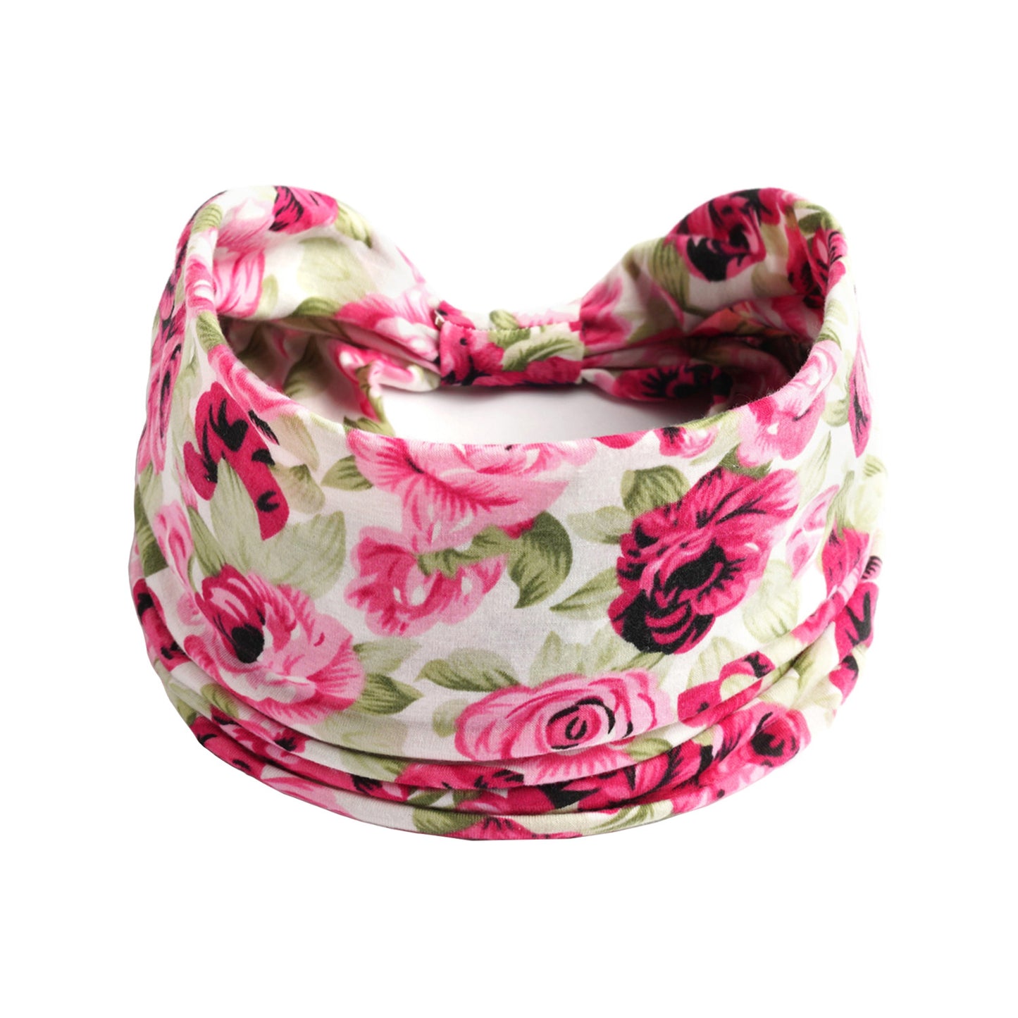 Bohemian Cashew yoga sports headband, pink floral print, CJ brand.