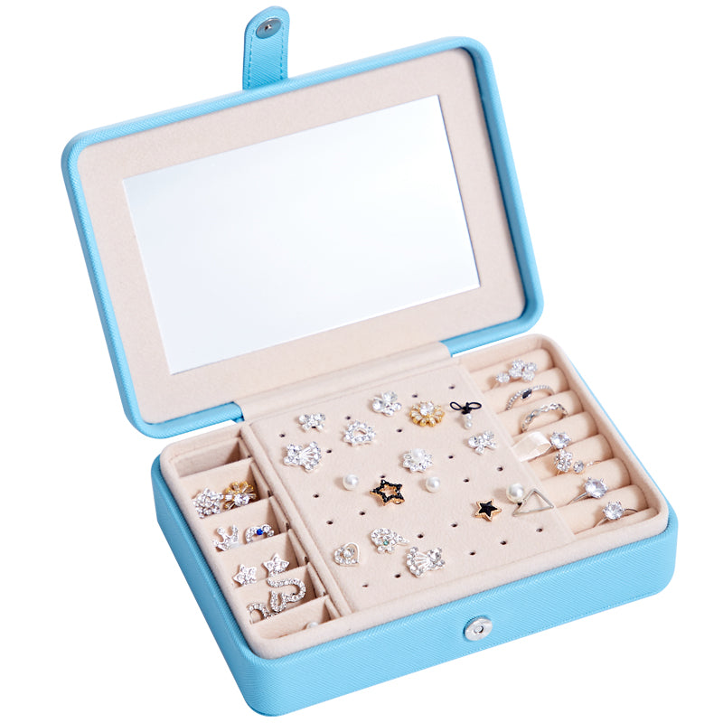 Multifunctional jewelry storage box by edenista in blue, for earrings and rings