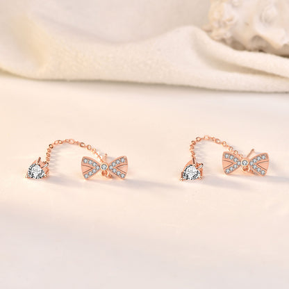 Sterling Silver Bowknot Tassel Simple Stud Earrings by edenista
